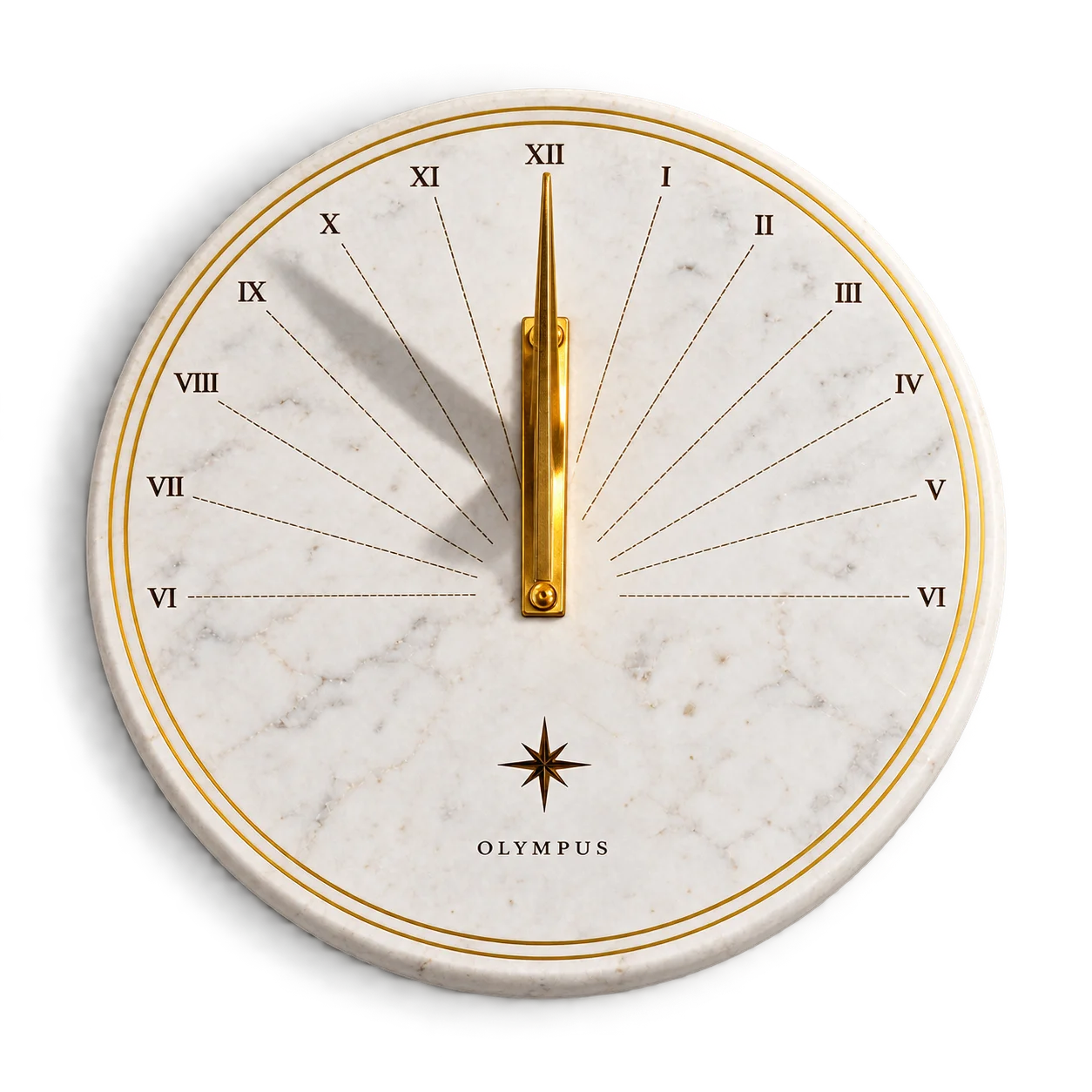 Marble sundial with a gold gnomon